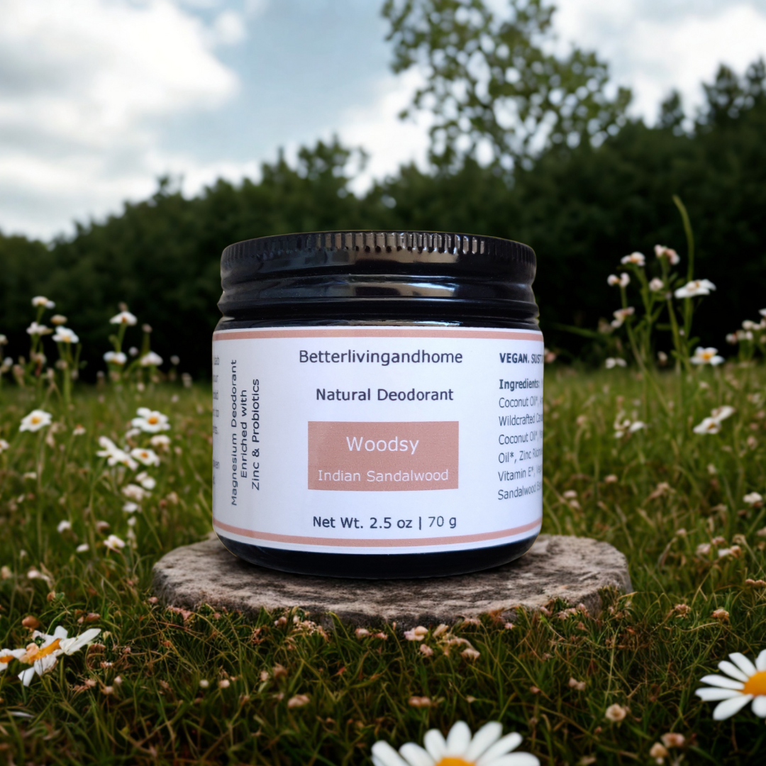 Betterliving And Home Woodsy - Indian Sandalwood Natural Deodorant Enriched With Magnesium & Probiotics