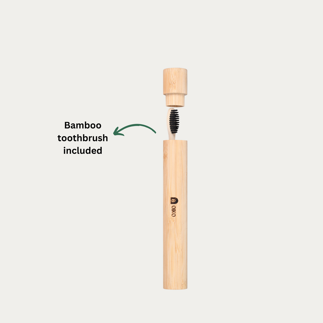 OIKO Bamboo Toothbrush Travel Tube| Brush Included |Stylish Protection On the Go