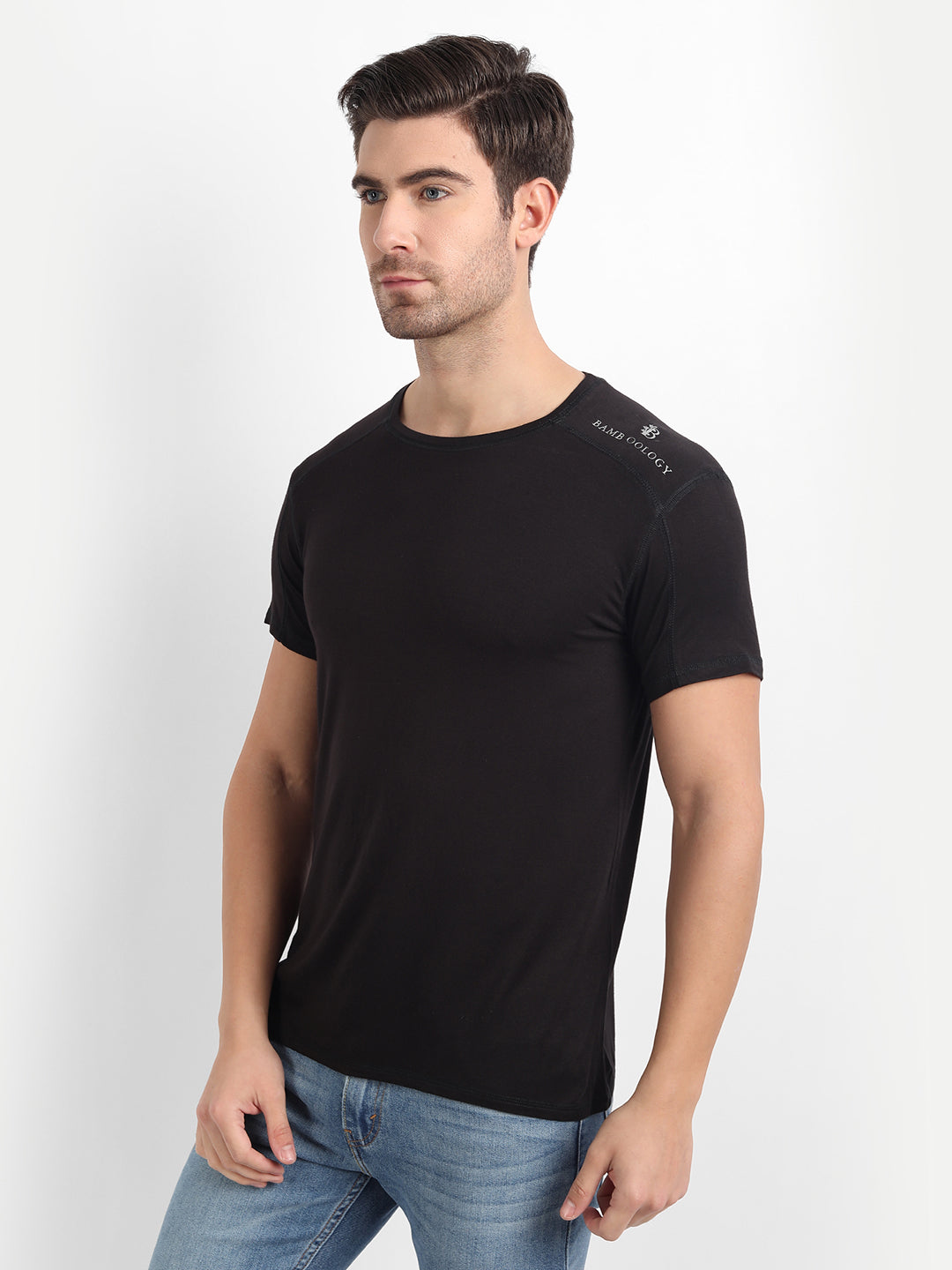 Bamboo Fabric Black T-Shirt for Men – Soft, Eco-Friendly, Breathable, Slim Fit