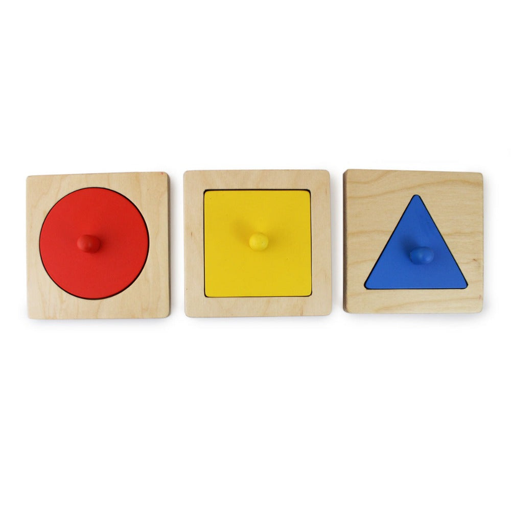 Shumee Montessori Wooden Shapes Peg Puzzle - Set of 3