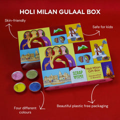Scrapshala Holi Milan Gulaal Box | Four Packs of Natural Gulaal | Safe for Kids | Handmade in Banaras