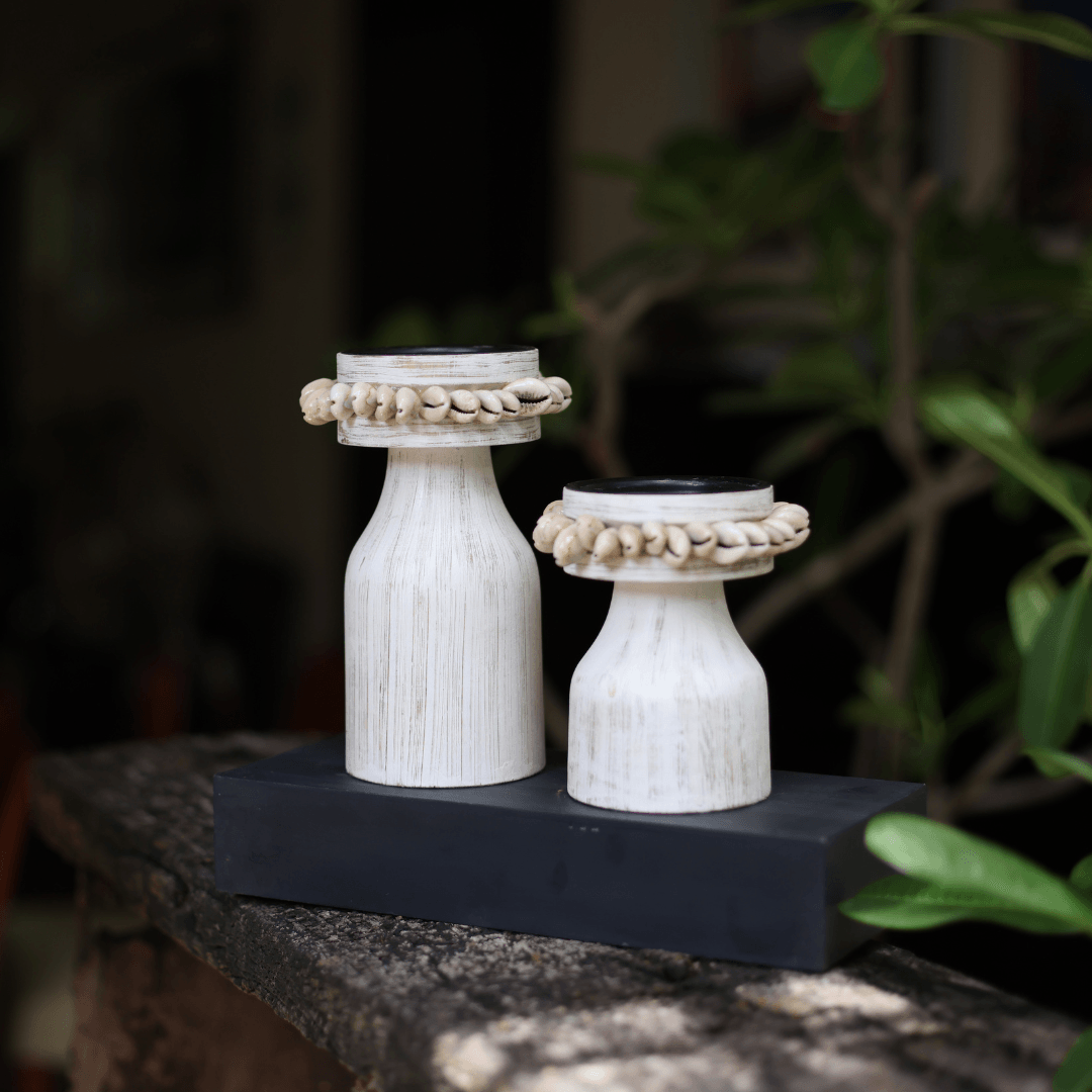 Goomti Twin Flames (White Candle Stands)