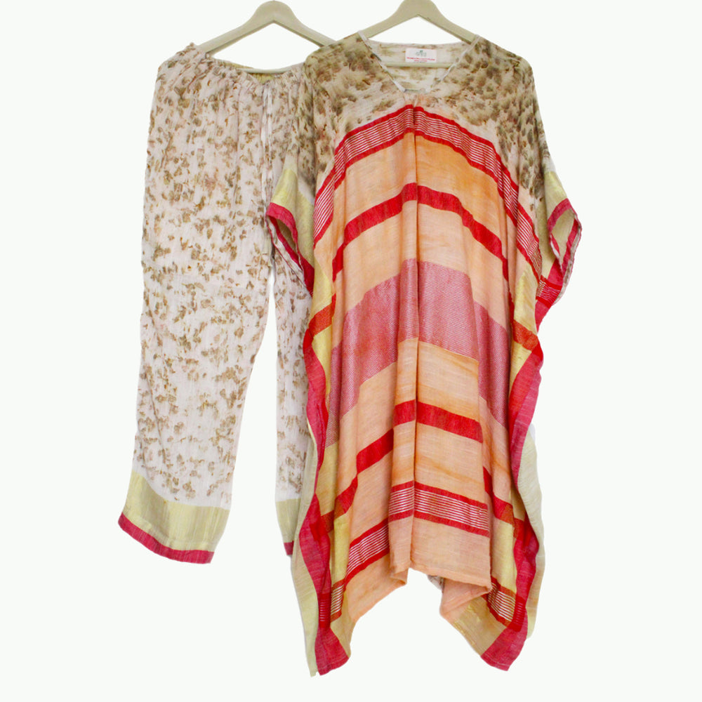 Bageeya's "Rose Glow" Handwoven Slub Organic Cotton Co ords  | Crafted with Dry Rose