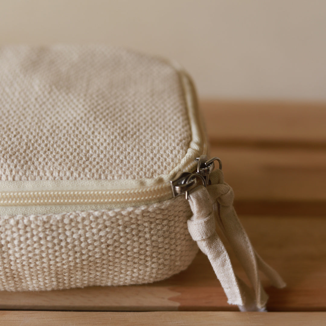 Akiiko Woven Cotton Box Pouches | Full Zip Opening | Set of 3