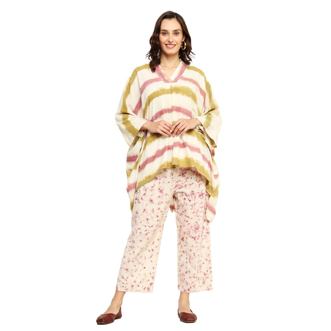 Bageeya " Nami " Handwoven Organic Cotton Kimono Tunic | Crafted with Ayurvedic Herbs