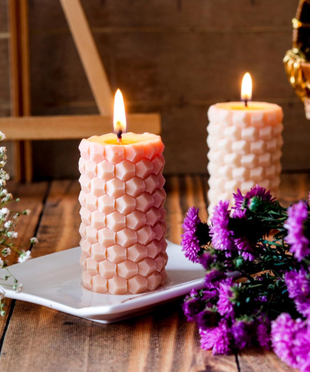 Set of 2 Honeycomb Pillars