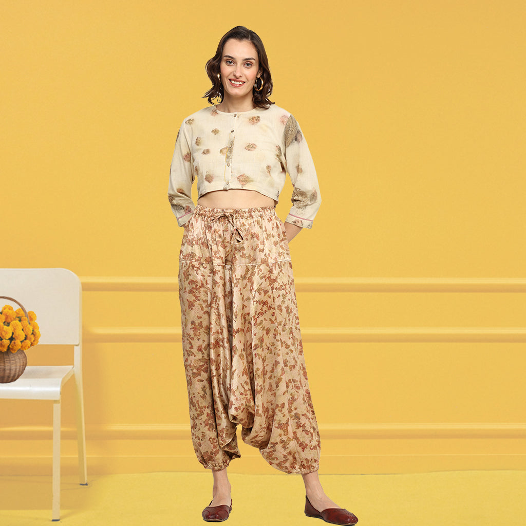 Bageeya " Surya " Harem Pants | Handwoven Mashru Crafted with Temple Marigold