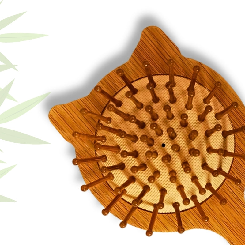 Organic B Cat Shaped Paddle Hairbrush | Bamboo