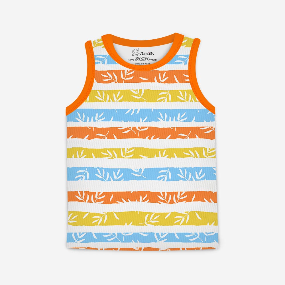 Snugkins 100% Organic Cotton Sleeveless T-Shirts Top and Shorts Set for Kids, Toddlers, Boys and Girls - Pack of 1