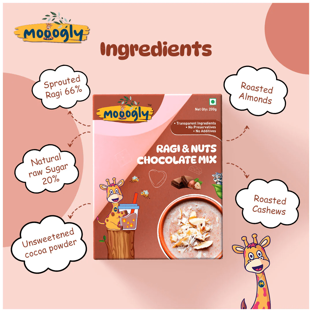 Mooogly Ragi and Nuts Chocolate Mix - 200 grams