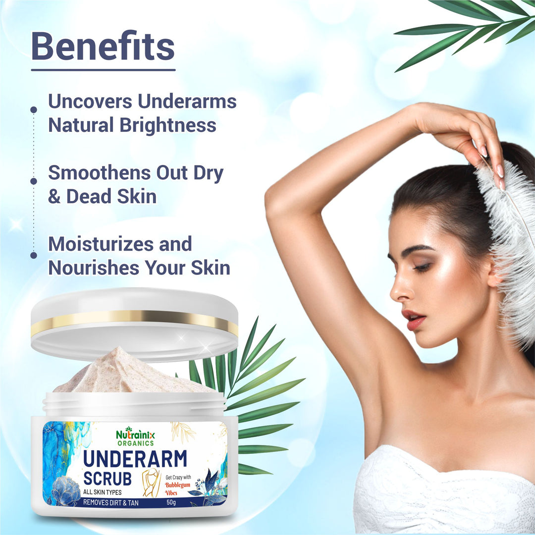 Nutrainix Organics Underarm Scrub Embrace Confidence with Gentle Tan Removal & Brightening for Underarms - 50 gm