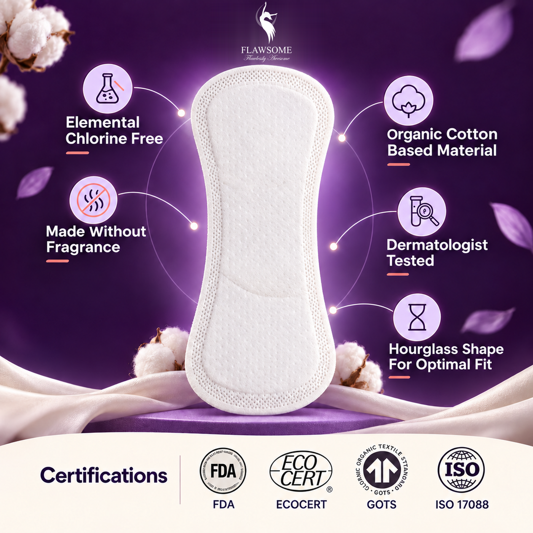 Flawsome - 100% Organic Cotton Panty Liners (Pack of 20/30/60/90)