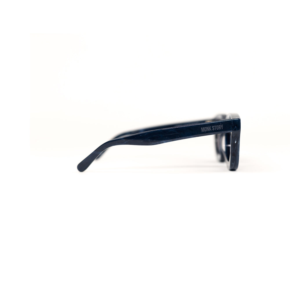 Monkstory MonkStory Thick Acetate Unisex Sunglasses - Marbleous Blue
