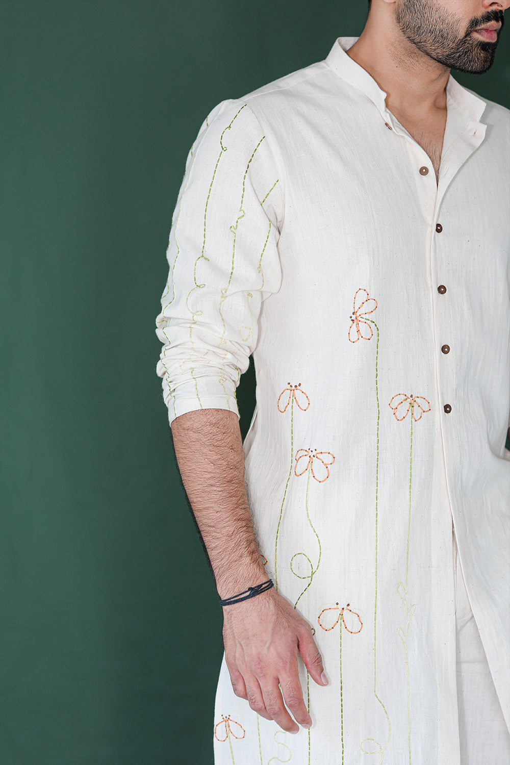 ITIDOR esert Star Kurta- Mandarin Collar, Basic Sleeves