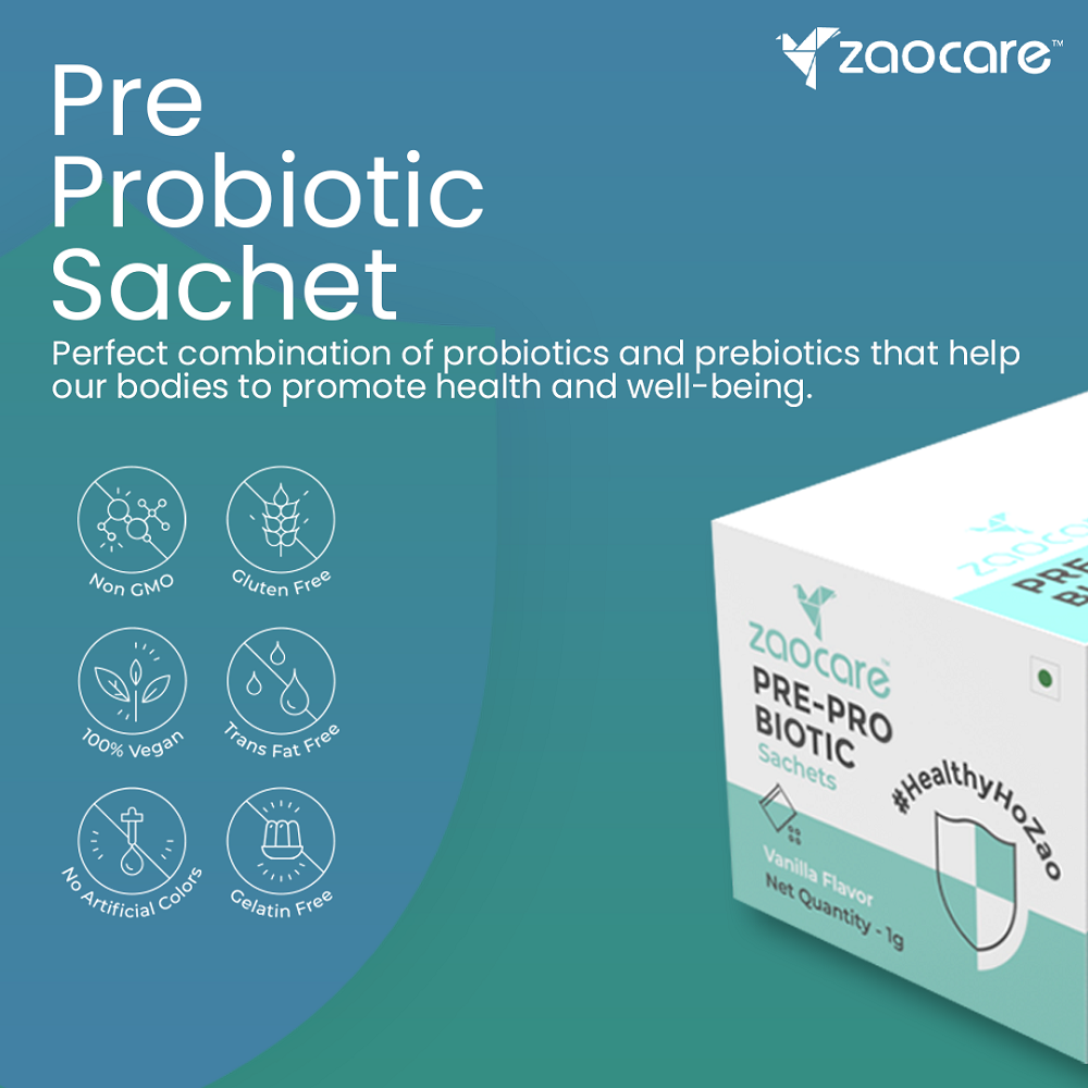 Zaocare Pre Probiotic Orosoluble Sachet | For Proper Digestion, Colon Cleanse, Colon Hygiene, and Gut Health | 20 Sachets