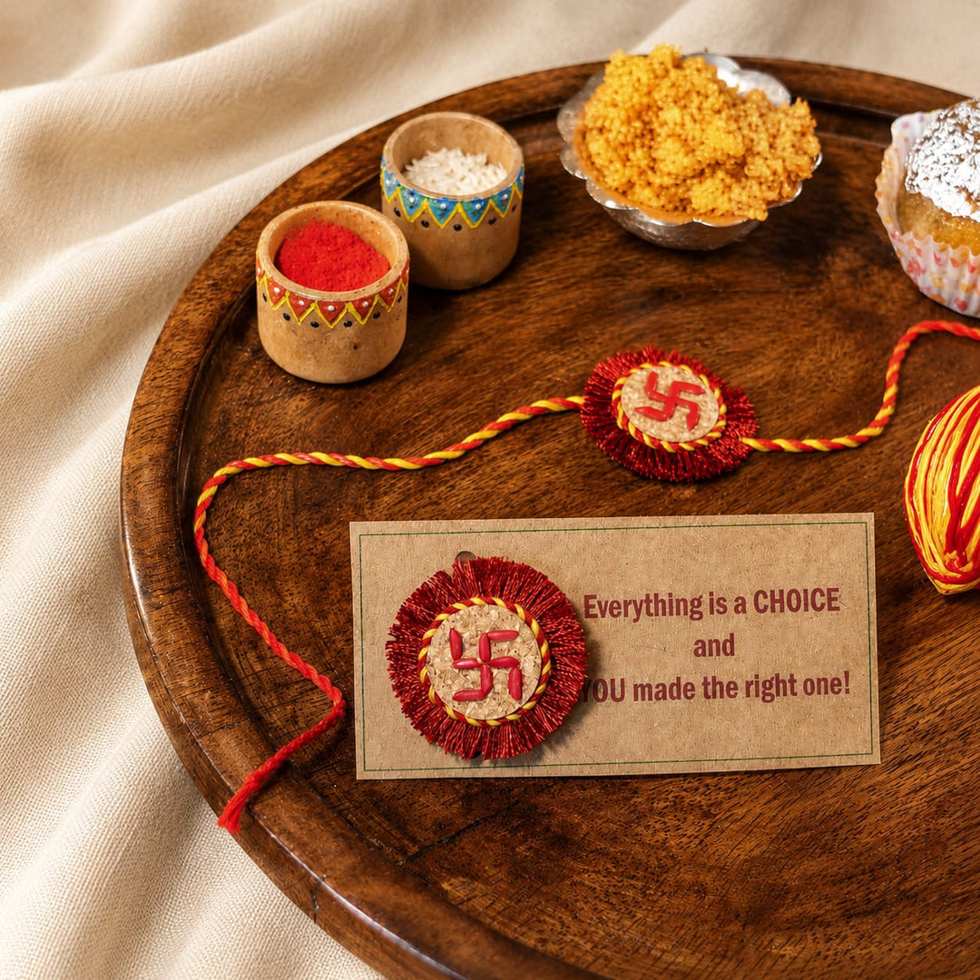 Swastik Plantable Rakhi | Eco-friendly | Soft on skin | Grows into plant | Roli-Chawal | Handmade in Banaras