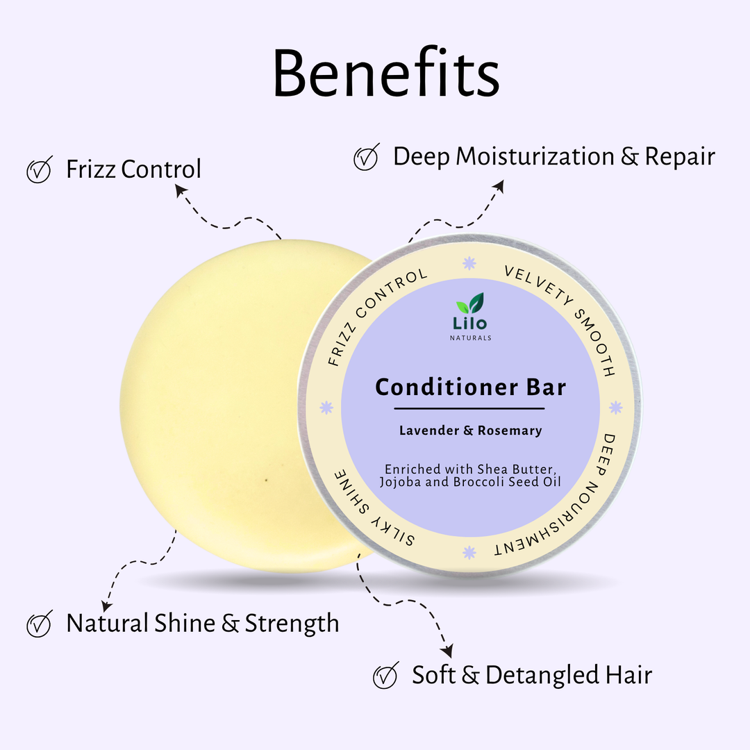 Lilo Naturals Solid Conditioner Bar for Dry & Frizzy Hair | Enriched with Shea Butter, Jojoba & Broccoli Seed Oil |