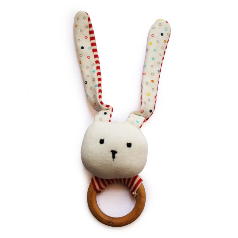 Shumee Striped Bunny Teether & Rattle Ring