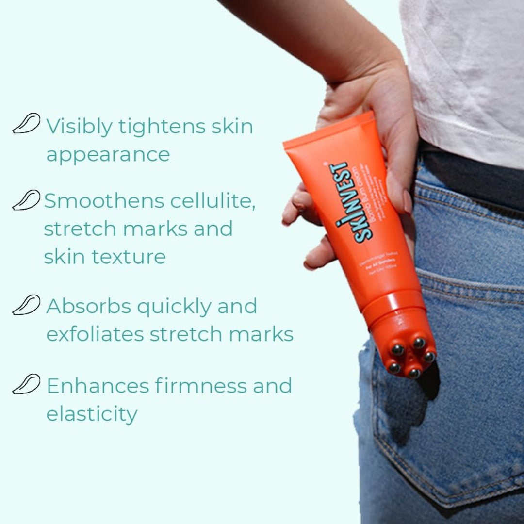 Skinvest Sunny Side Up Sunscreen SPF 50 PA++++ Broad Spectrum For Pigmentation, Dark Spots, Sun Tan and Bomb Bum Body Skin Tightening, Stretch Marks Reducing Cream 100ml