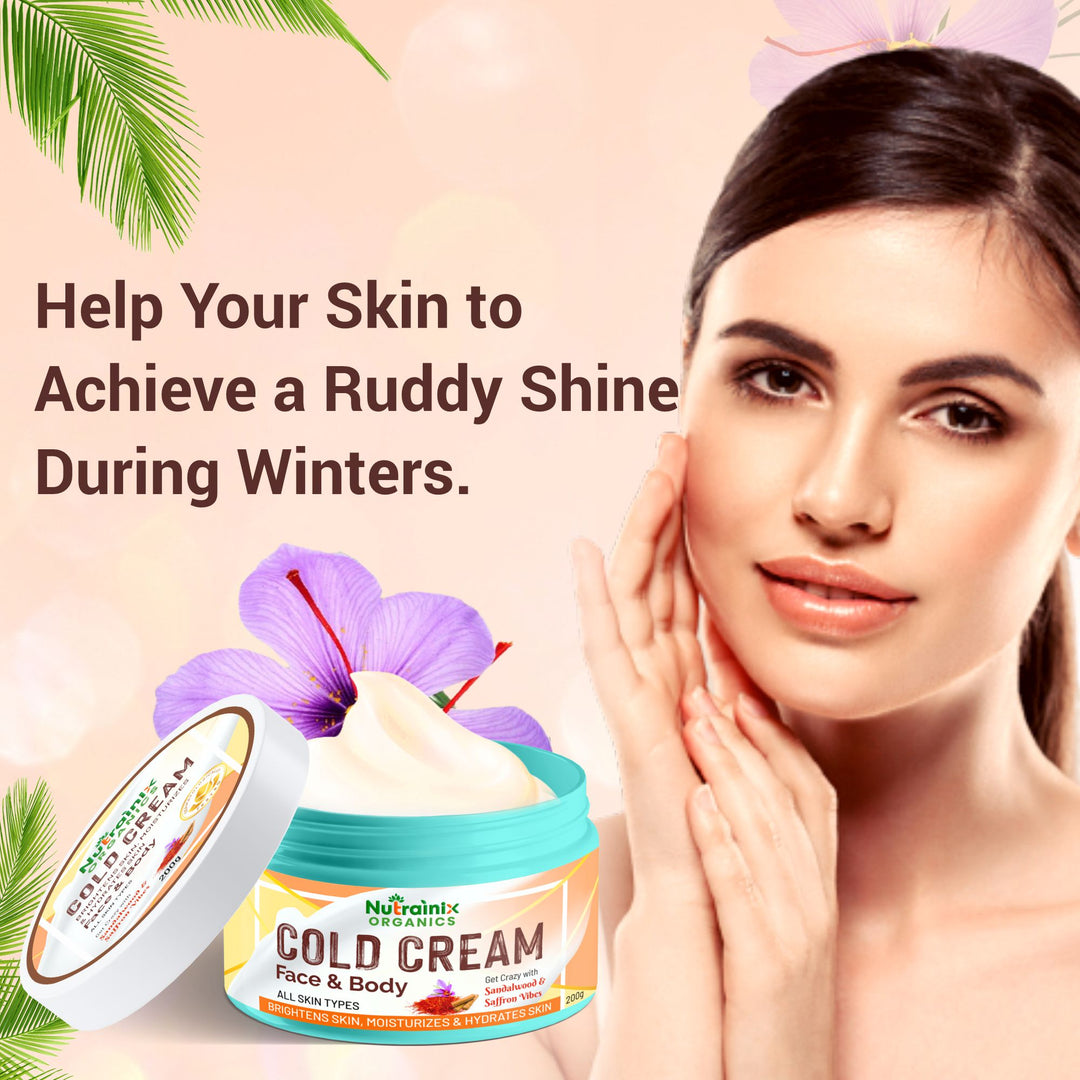 Nutrainix Organics Luminous Revival Cold Cream Hydration + Brightening Cream for Dull, Dry & Uneven Skin – All Skin Types - 200 gm