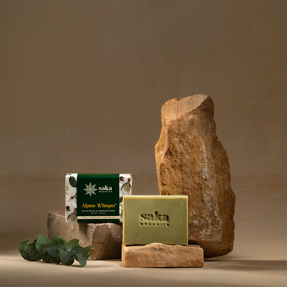Saka Organics - Alpine Whisper | Handmade Eucalyptus & Camphor Soap with Moisturizing Formula | Natural Spa Bar for Normal Skin (120gm)
