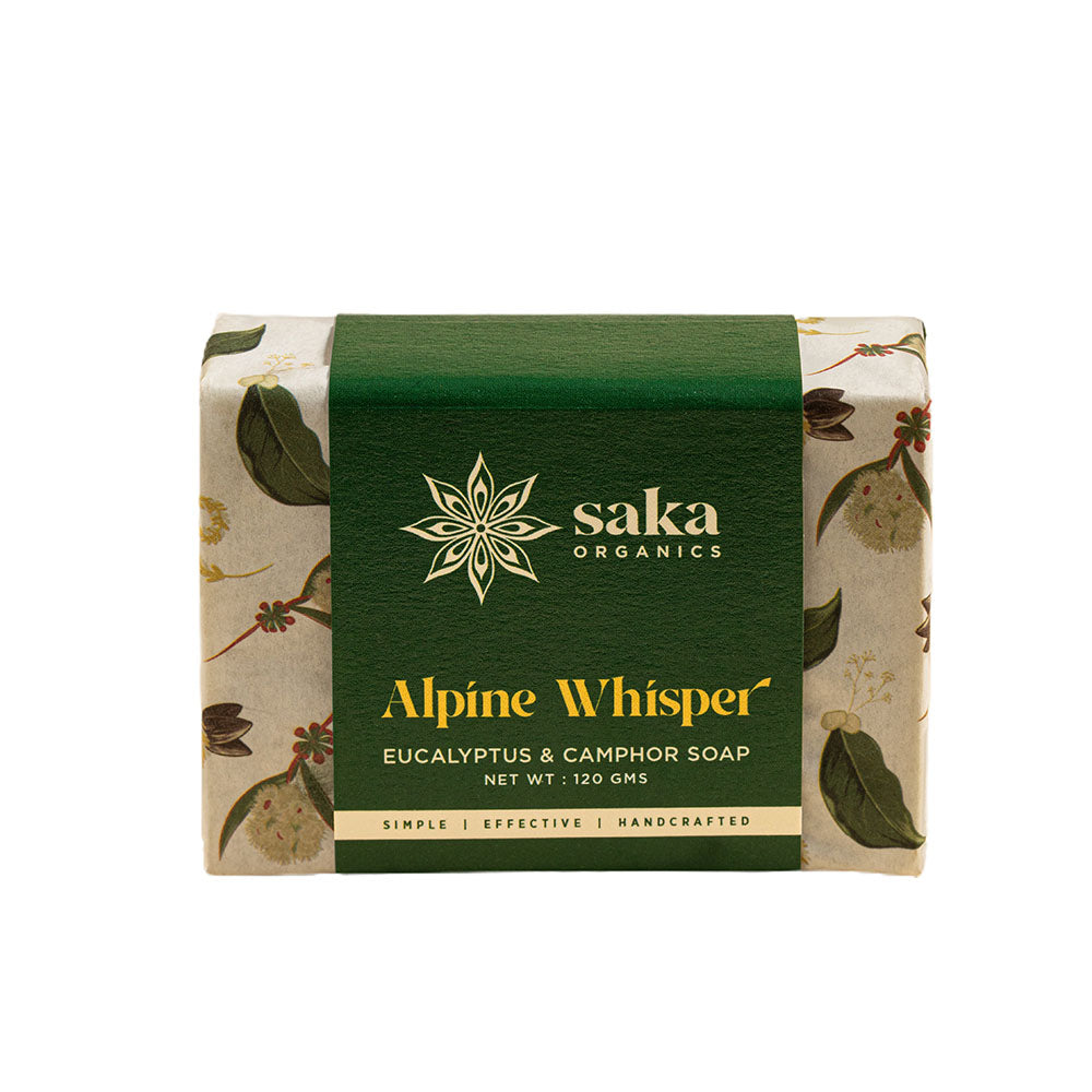 Saka Organics - Alpine Whisper | Handmade Eucalyptus & Camphor Soap with Moisturizing Formula | Natural Spa Bar for Normal Skin (120gm)