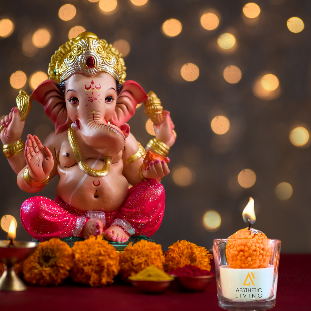 Aesthetic Living Festive Motichoor Laddoo Soywax Candle (Jasmine)- 75 g