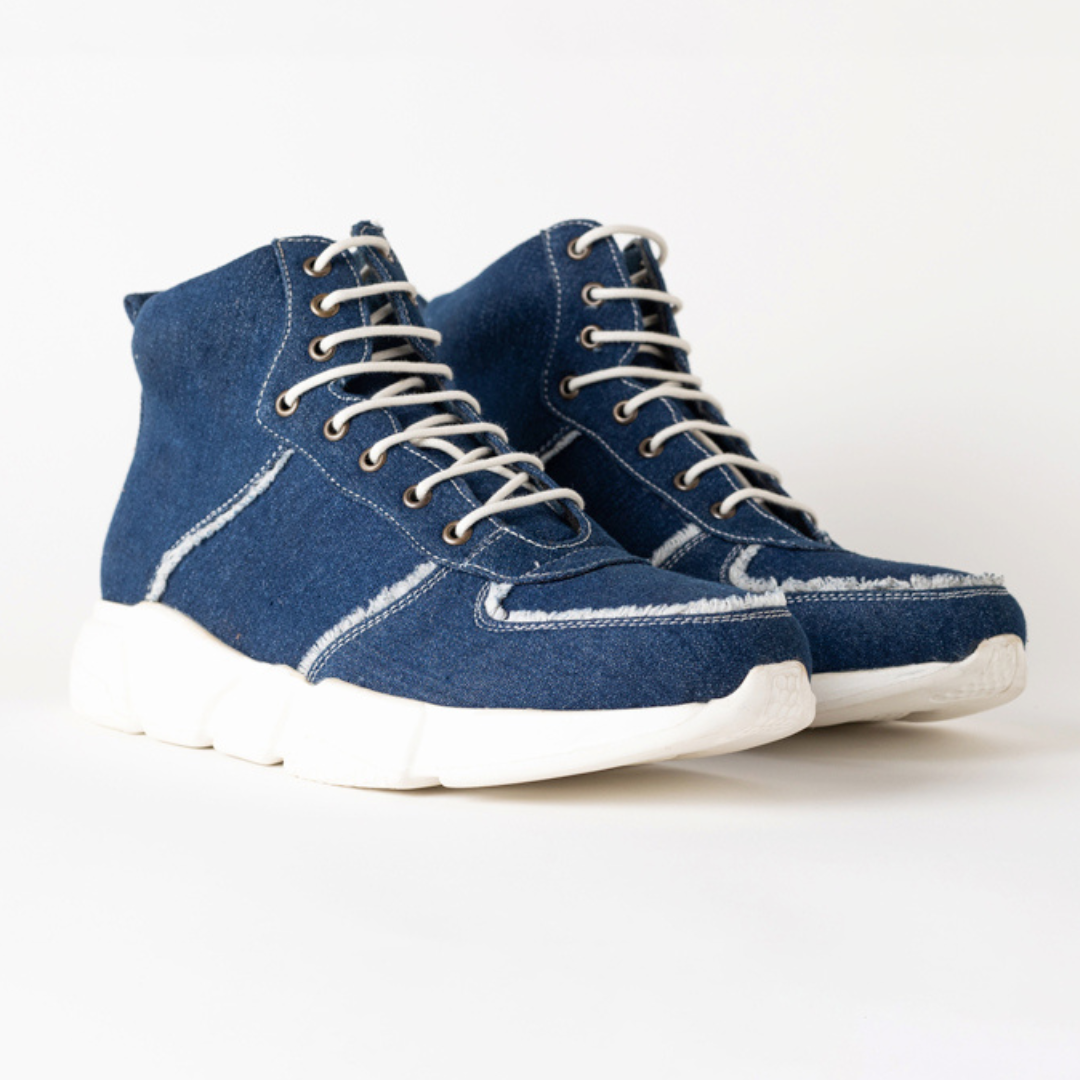 Monkstory Skream High Top Lace Denim Sneakers