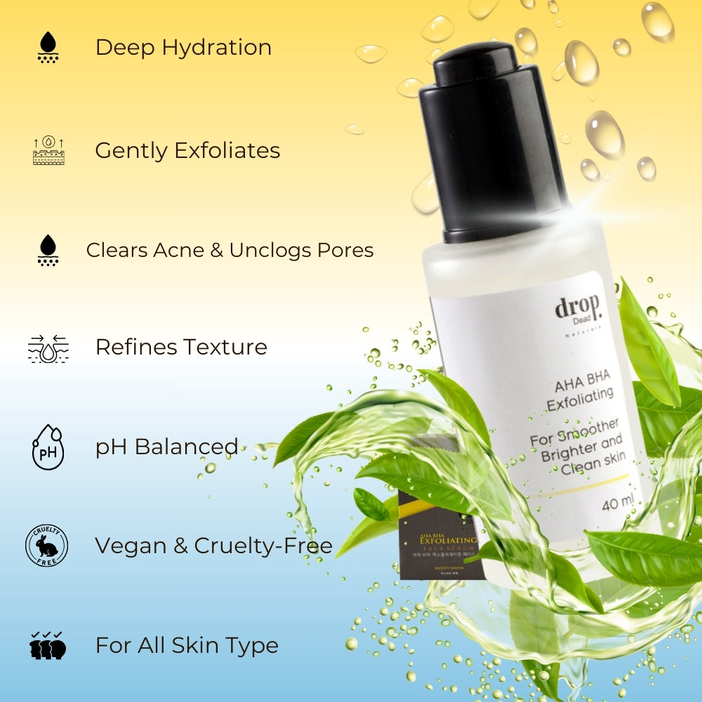 DropDead Naturals AHA BHA Exfoliating Face Serum | Exfoliating Care | 40 ml