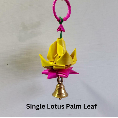 Hand made palm leaf lotus hanging / Diwali decoration / pair of 2 / eco friendly / 6 inches