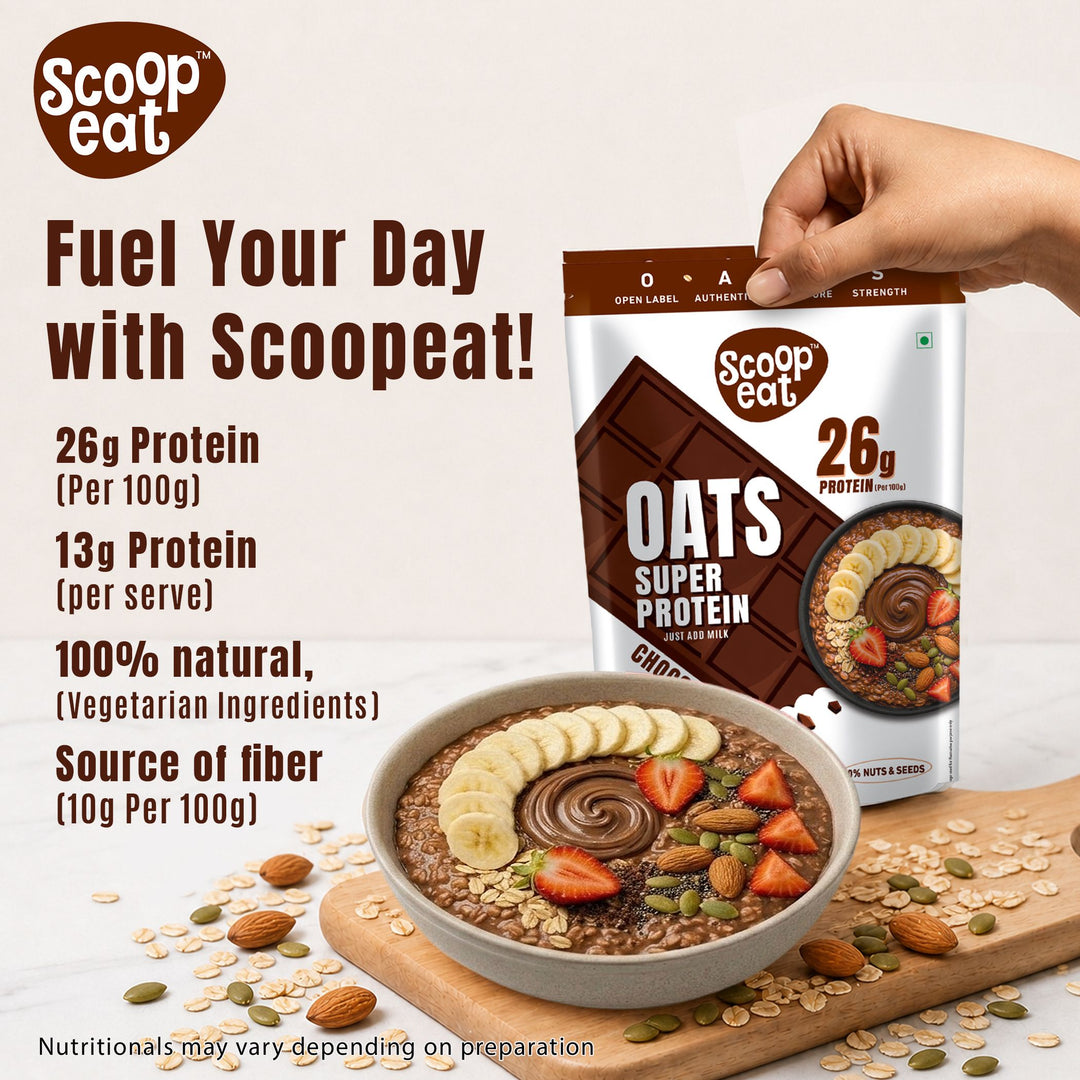 Scoopeat Assorted Oats pack of 2  - 26g Super High Protein Chocolate Oats 400gm