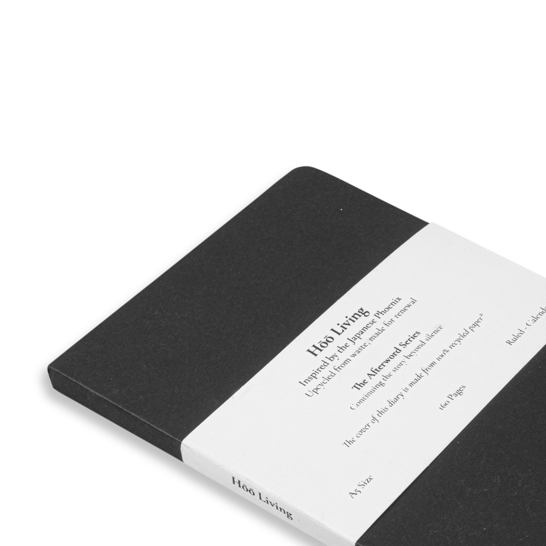 Hōō Living A5 Notebook 160 Pages made from Upcycled Used Sanitary Napkins - Paperboard/Recycled Black Paper Cover