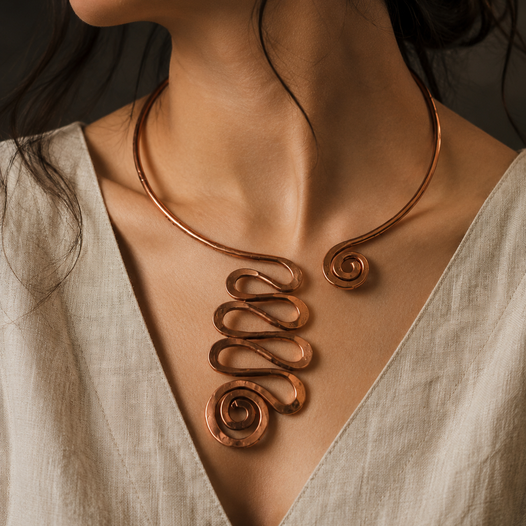 Egyptian Heritage Pure Copper Necklace for Women | Handmade Ayurvedic Copper Jewelry