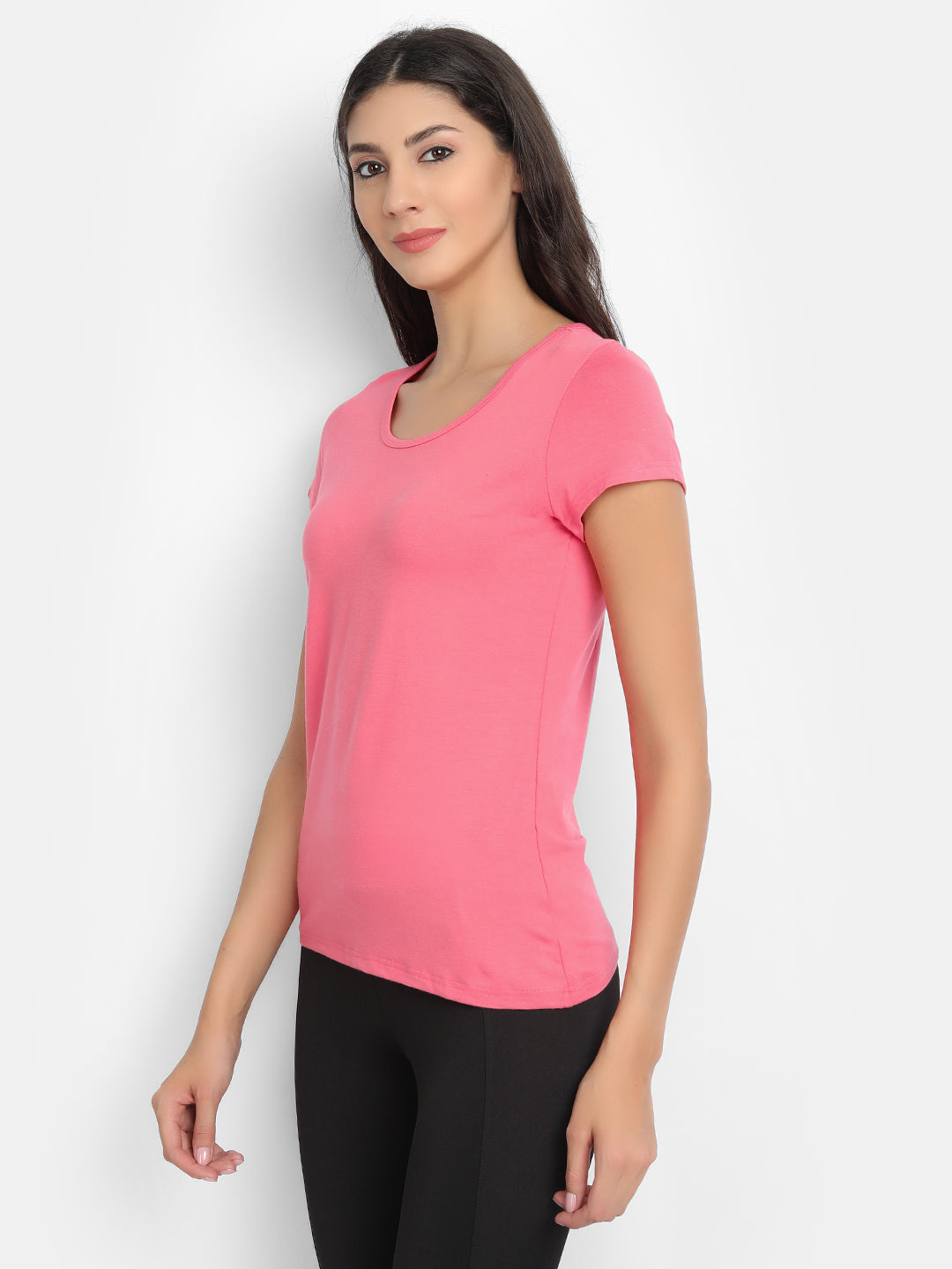 Women’s Bamboo Fabric Slim Fit H/S T-Shirt | Soft & Breathable | Pink