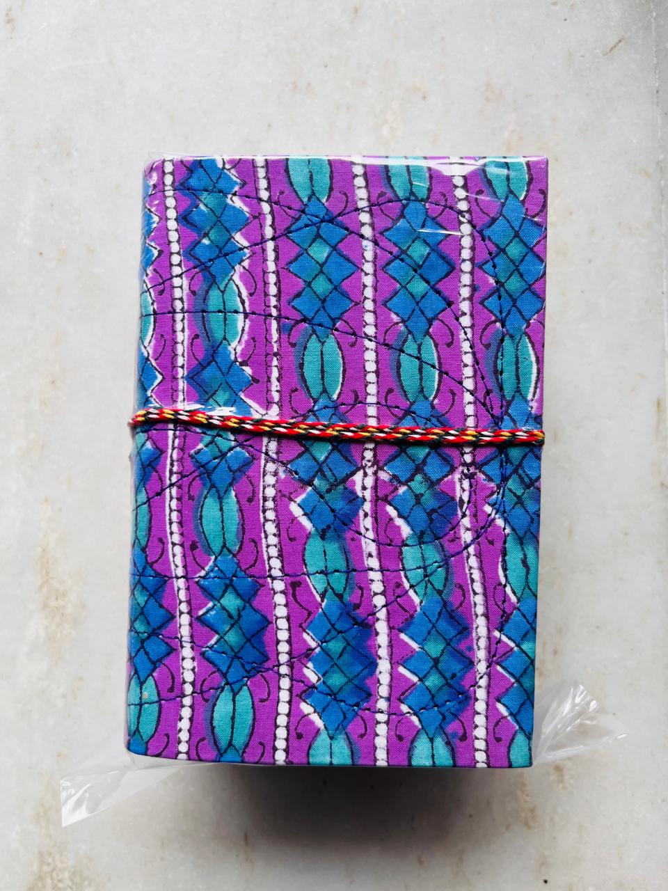 Set of 2 Handcrafted Fabric Diary | 15 × 10 cm | Peekaboo | Softbound with Strings