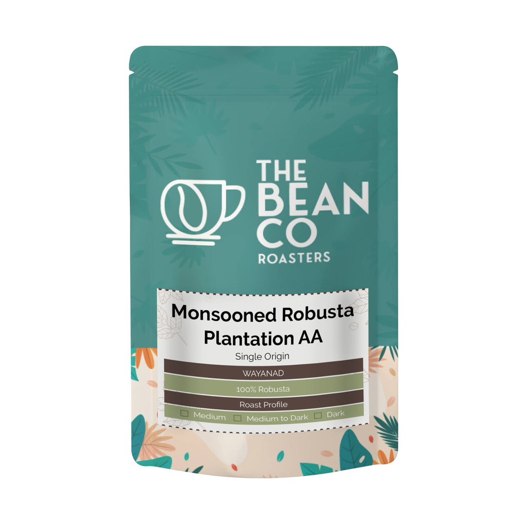 The Bean Co Roasters | Plantation AA Monsooned Robusta Coffee Beans (GI-Tagged), Wayanad Kerala Single Origin | Premium Bold & Full-Bodied | AA Grade 100% Robusta with Rich Aroma & Thick Crema