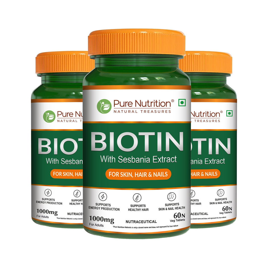 Biotin 1000mg with Sesbania Extract | Biotin, Iron, Zinc & Botanical Blend | Hair, Skin & Nail Support
