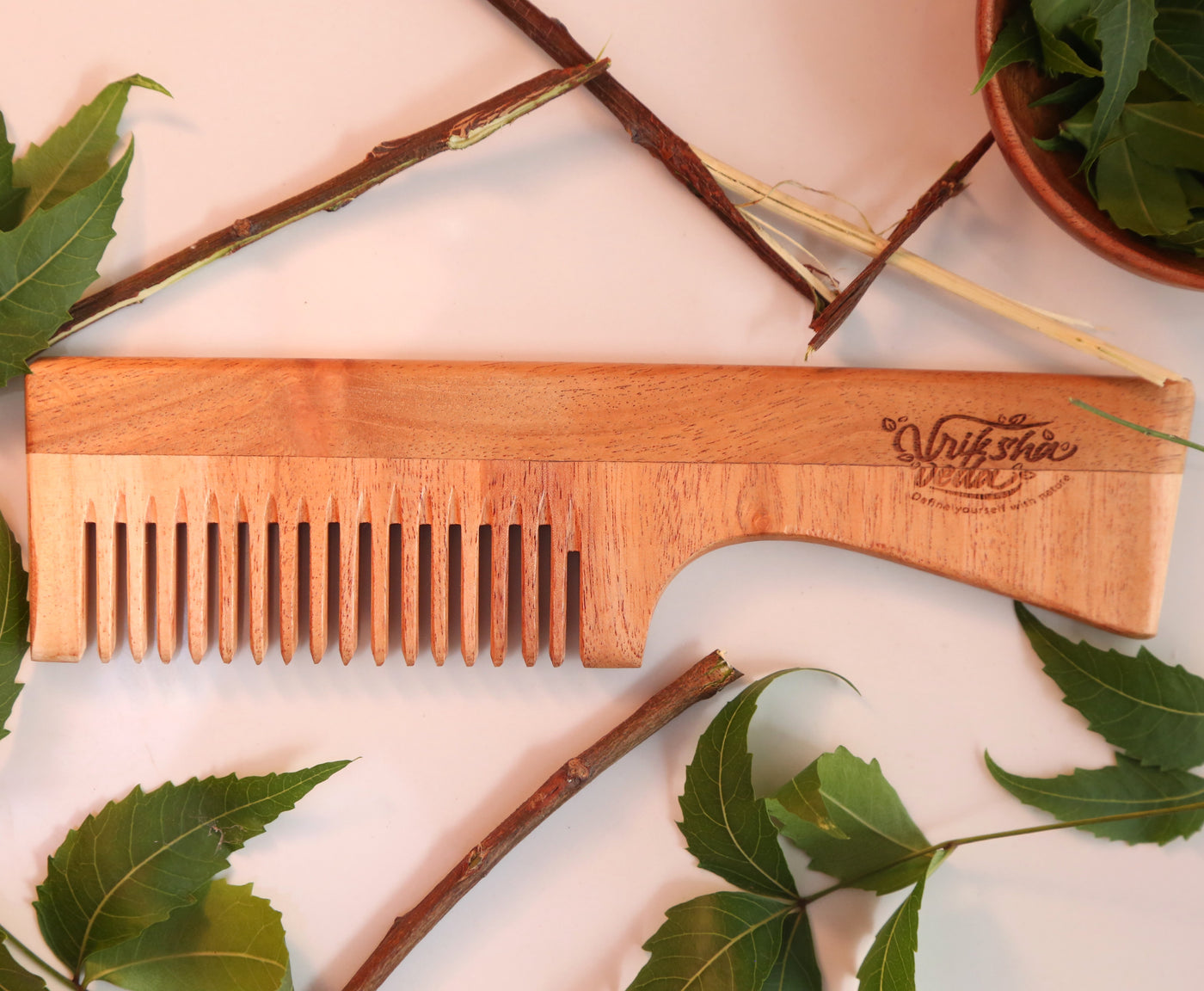 Detangling Neem Wood Comb with Handle