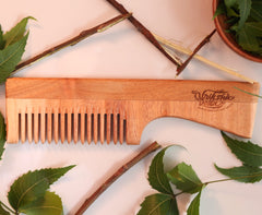 Vriksha Veda Detangling Neem Wood Comb with Handle