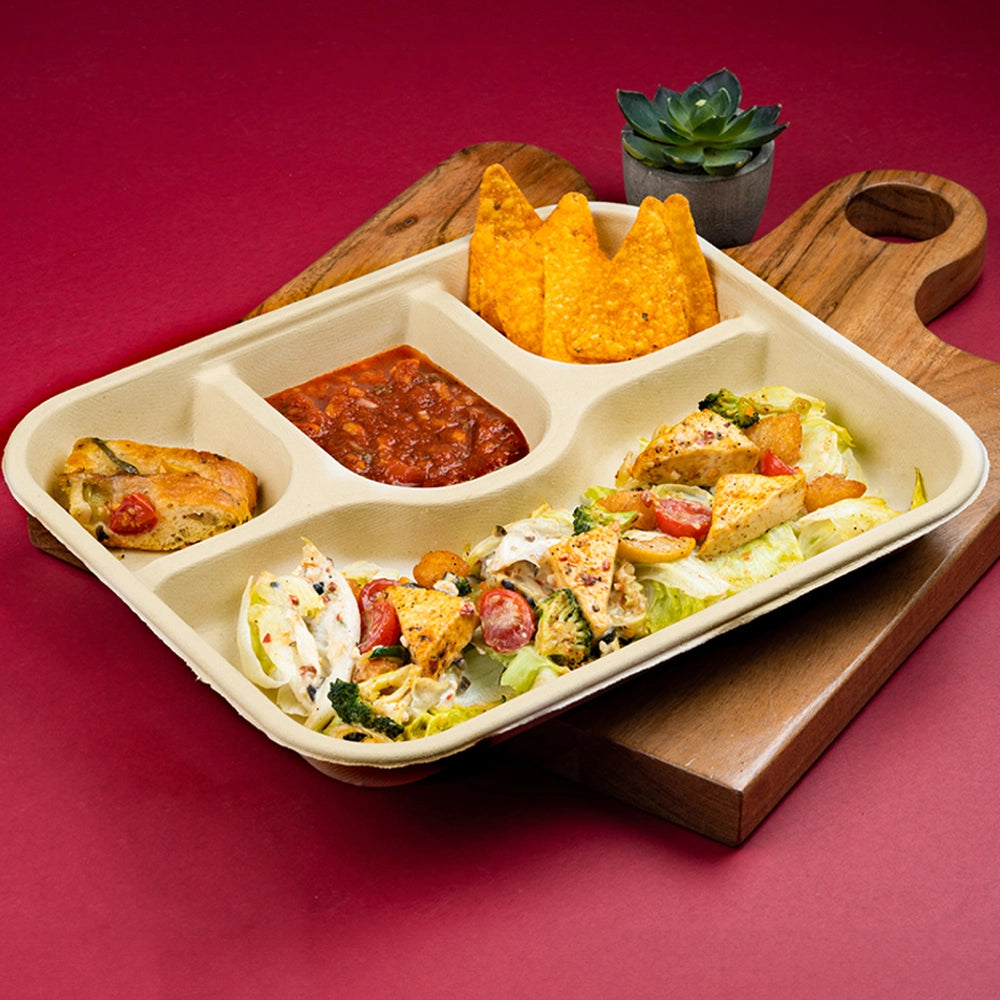 Chuk Chauka 4CP Sugarcane Bagasse Disposable Meal Plate - Pack of 2