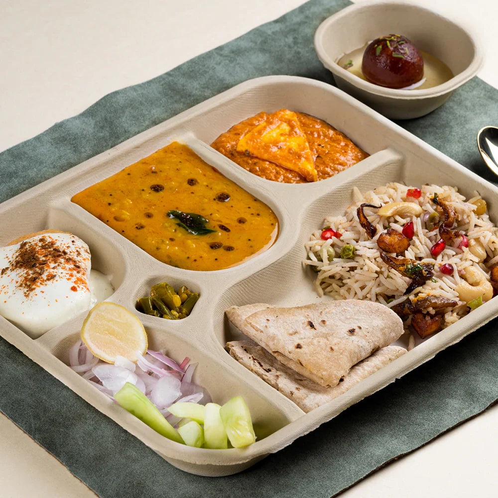 Chuk Chunky 5CP Sugarcane Bagasse Disposable Meal Plate - 25 pcs