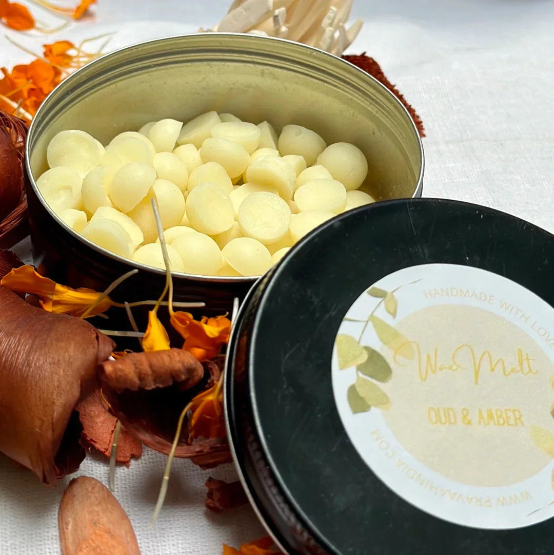 Pravaah Oud and Amber Wax Melt Beads  | Handmade in Pure Soy Wax