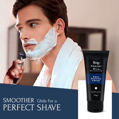 Forest Hill premium fresh aqua men shaving cream, for personal & professional salon, suitable for all skin types, 75g