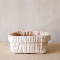 Akiiko Foldover Storage Basket | Waffle Cotton, Latte & Natural