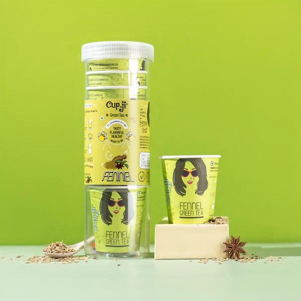 CupJi Fennel Green Tea | Pack of 10 | 210 ml Cup