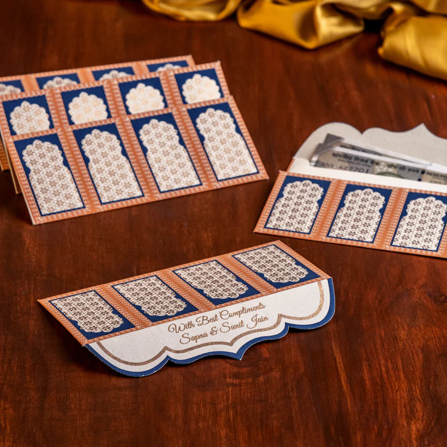Jharokha Blue Money Envelope - 10 pc