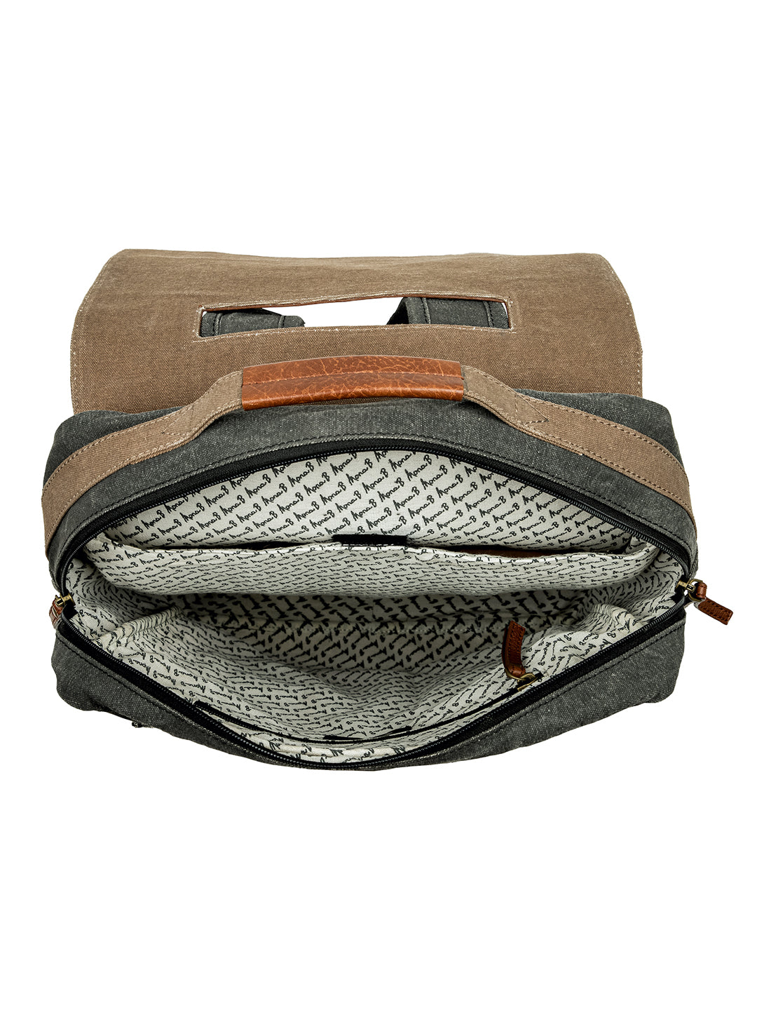 Mona B upcycled canvas back pack for office | school and college with upto 14” laptop/ Mac Book/ tablet: Flap