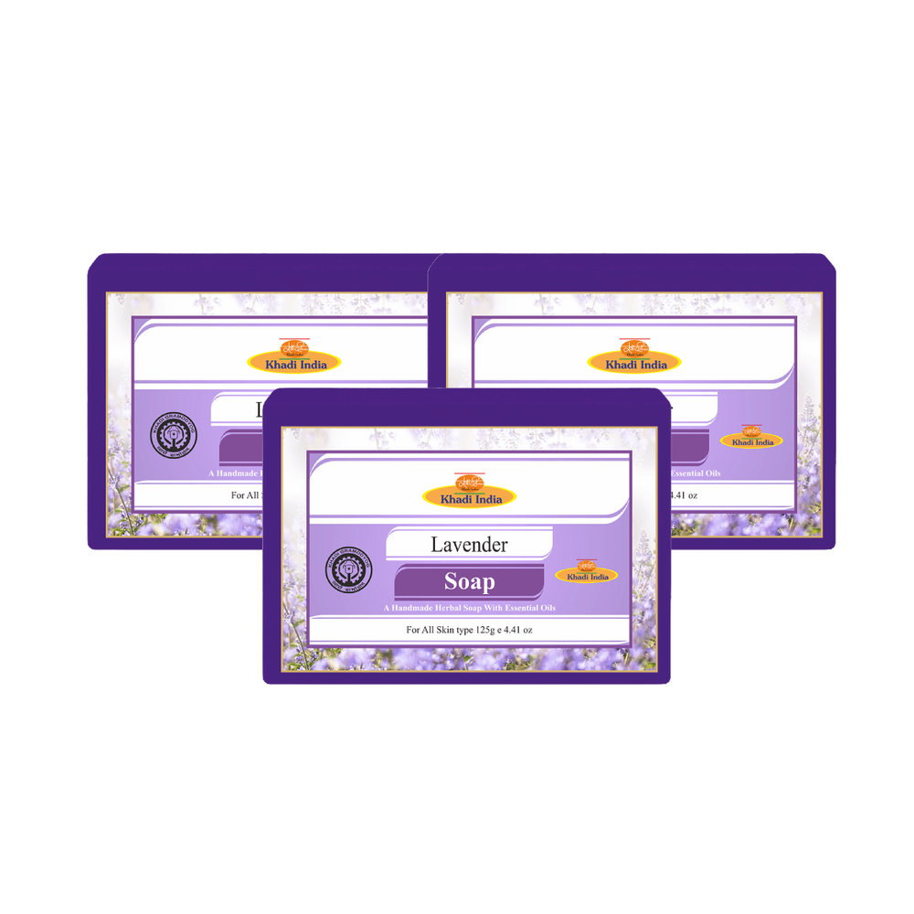 Khadi Care Herbal Lavender Soap - Pack of 3 125 gm  each