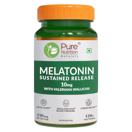 Pure Nutrition Melatonin 10mg 120 Tablets | Non-addictive Sleeping Aid Pills | Supports Deep & Restful Sleep, Improves Mood & Focus | Helps Stress & Anxiety Relief | Non Habit-forming Sleep Supplement