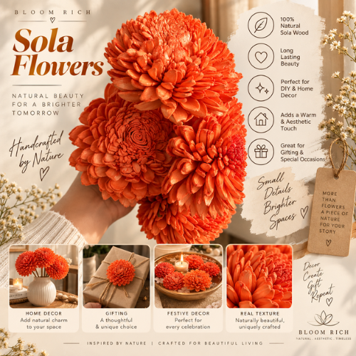 Soleil d’Orange – Orange Sola Wood Flower Stem